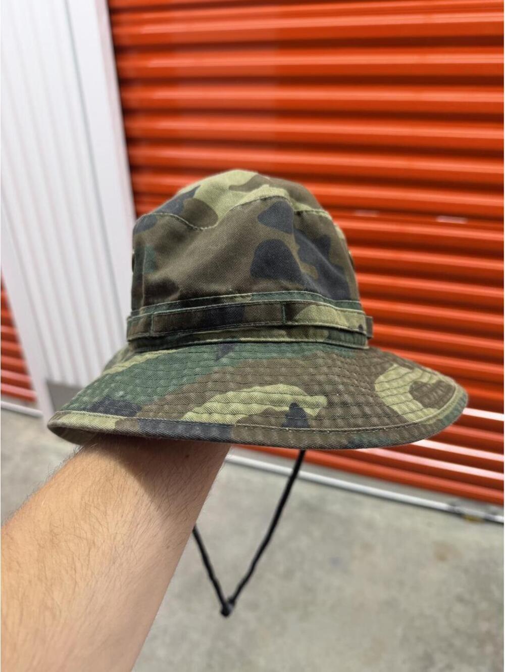 vintage woodland camo military fisherman safari bucket hat